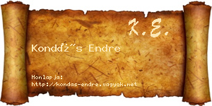 Kondás Endre névjegykártya